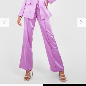 boohoo satin lavender pants